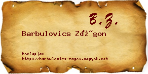 Barbulovics Zágon névjegykártya
